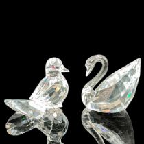 Pair of Swarovski Crystal Bird Figurines, Dove and Swan