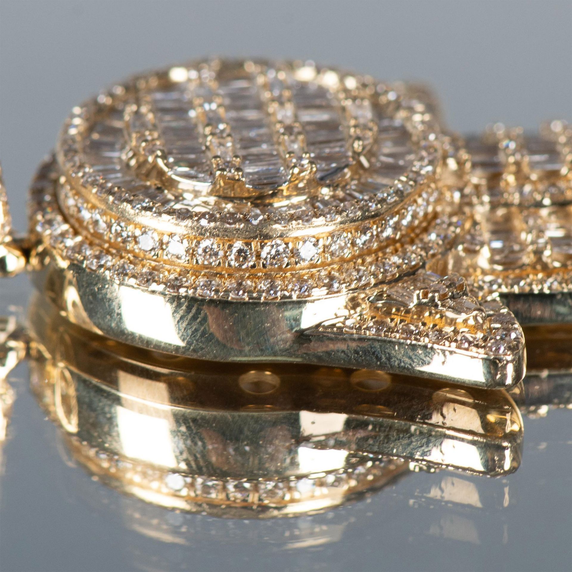 Exquisite 14K Yellow Gold & Diamond Hamsa Hand Pendant - Image 3 of 11