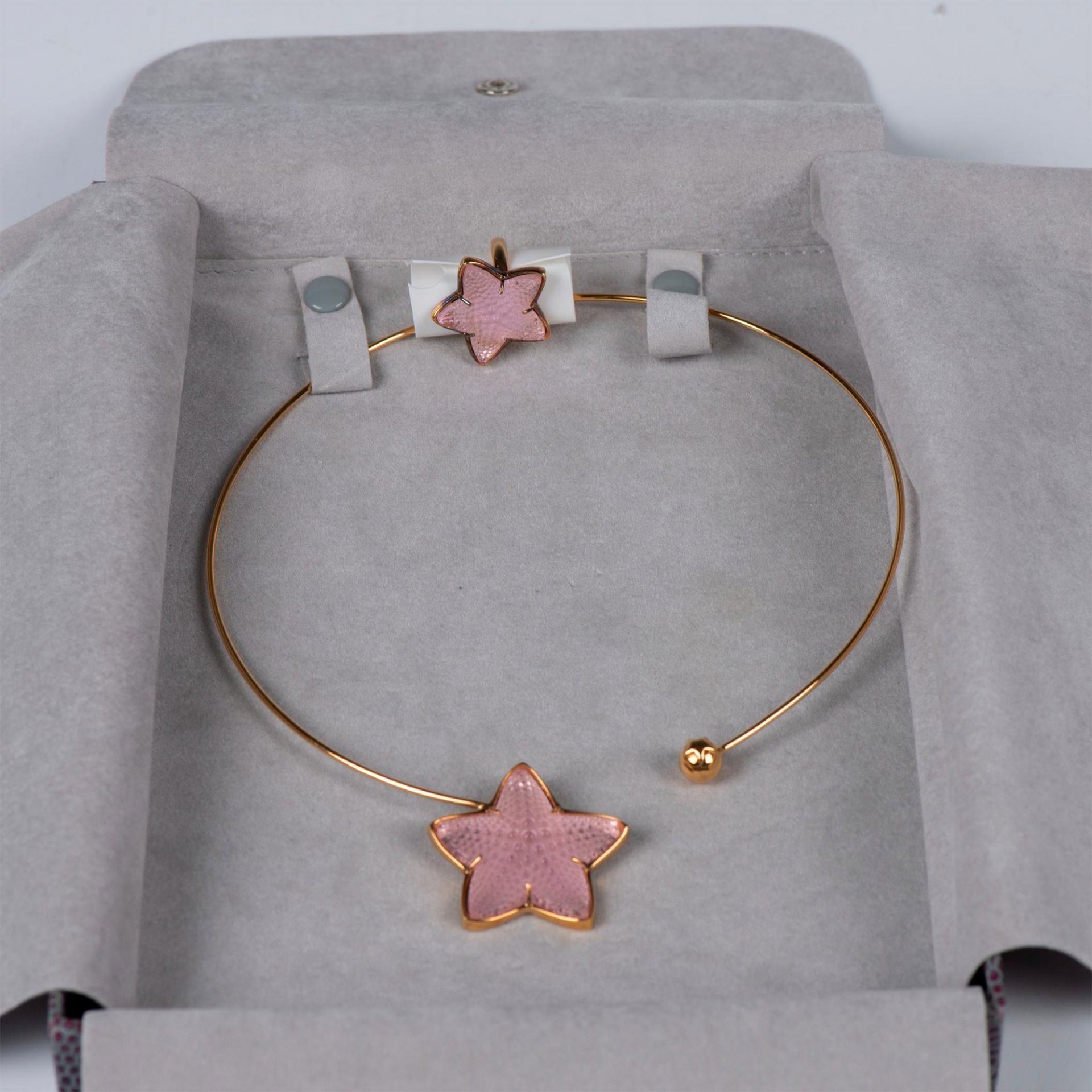 2pc Lalique Paris Pink Oceania Starfish Necklace & Ring