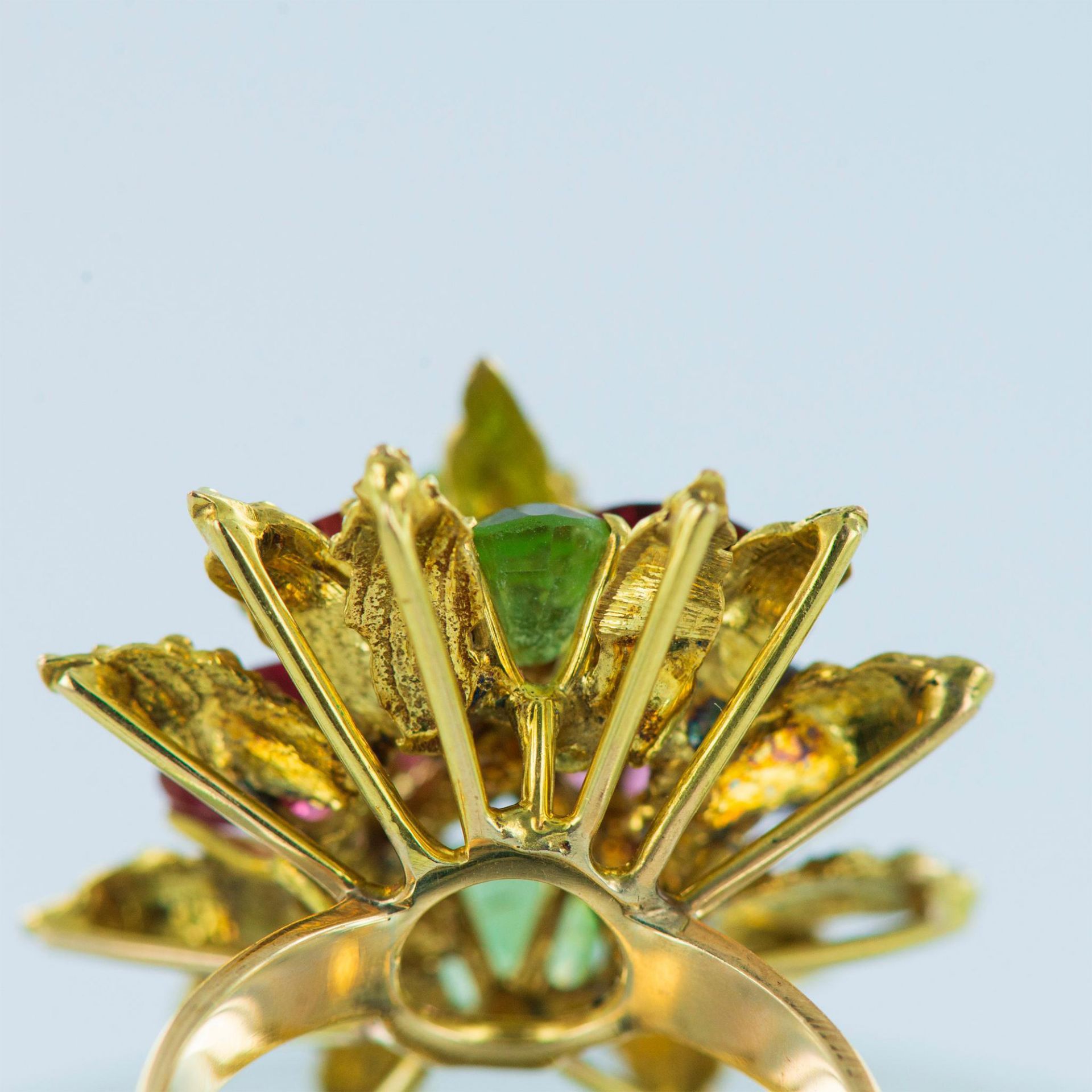 Radiant 18K Gold, Natural Emerald, Amethyst, Citrine, Garnet and Ruby Ring - Bild 6 aus 10