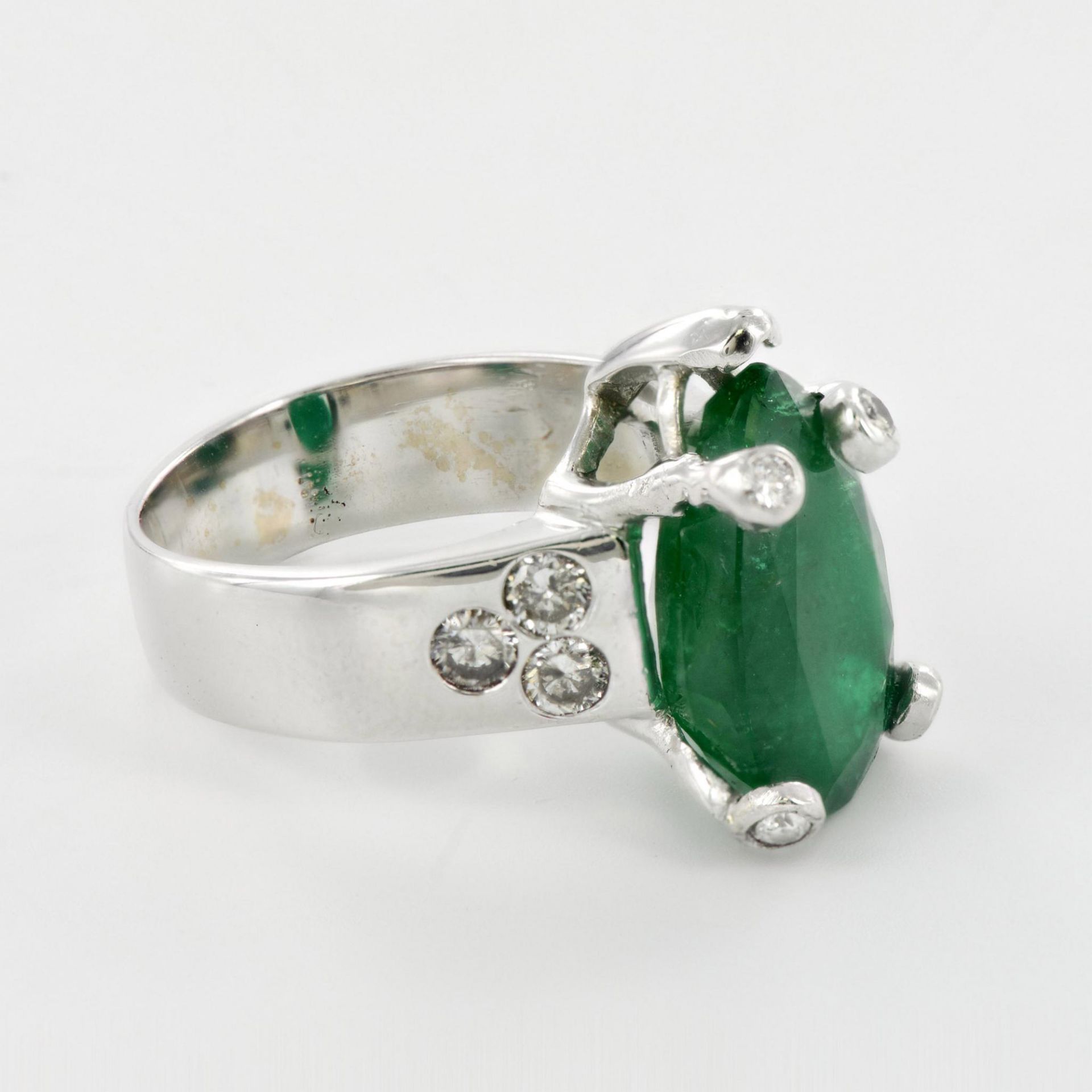 Stunning 6.67ct Zambian Emerald 14K White Gold Ring - Bild 3 aus 3