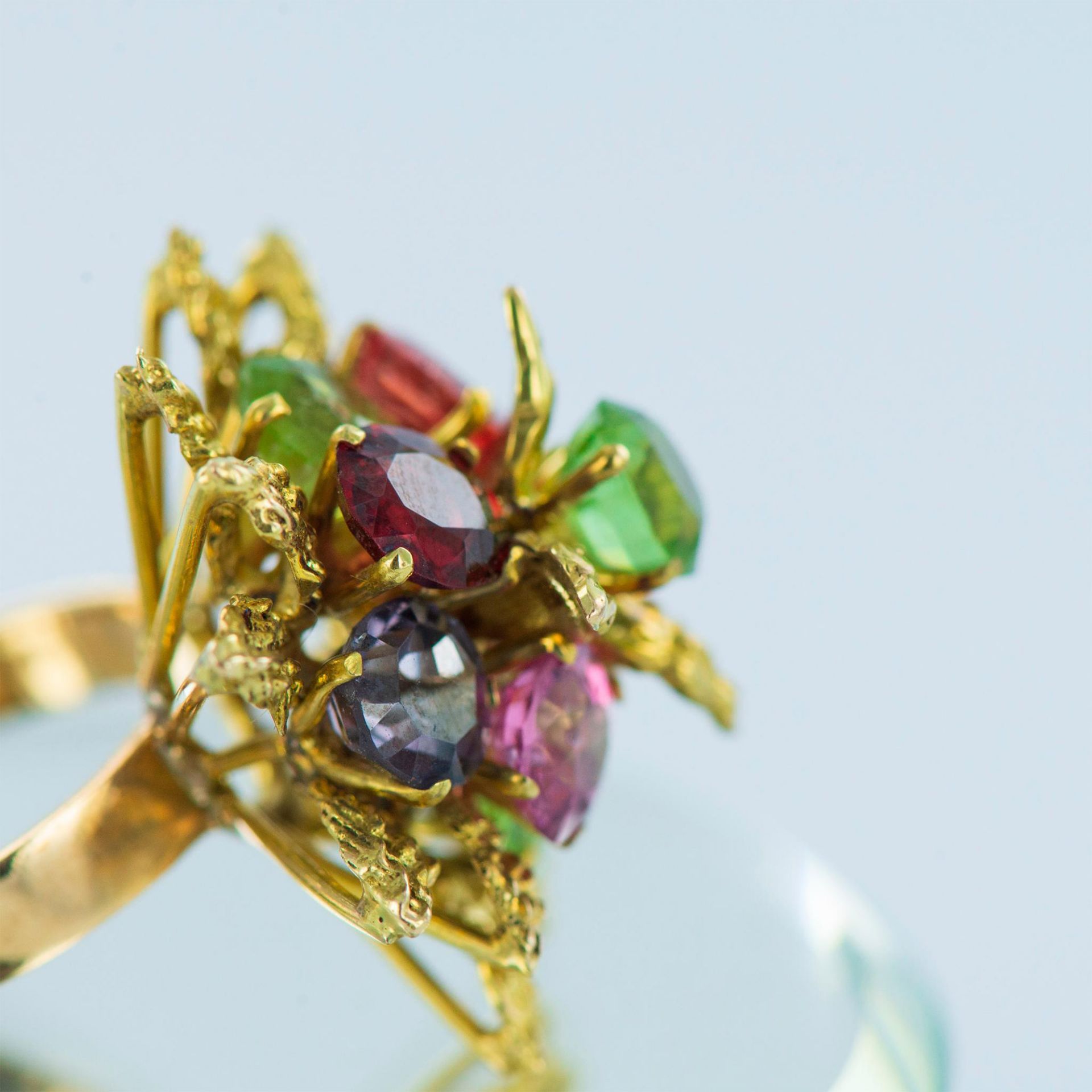 Radiant 18K Gold, Natural Emerald, Amethyst, Citrine, Garnet and Ruby Ring - Bild 9 aus 10