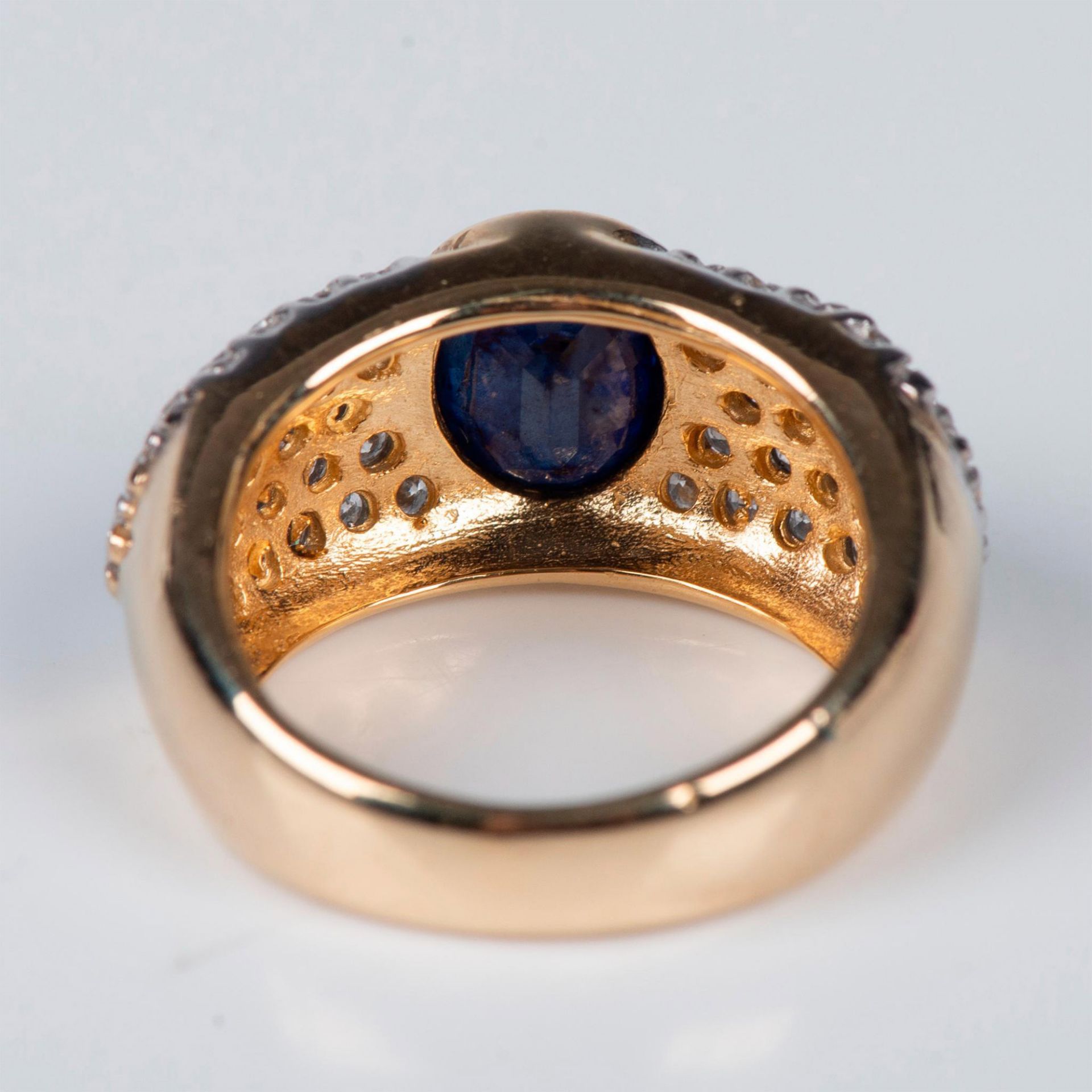 Stunning 14K Yellow Gold, Diamond, & Sapphire 3.5ctw Ring - Bild 6 aus 8