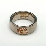 Harley Davidson Classic Titanium & Sterling Silver Band Ring
