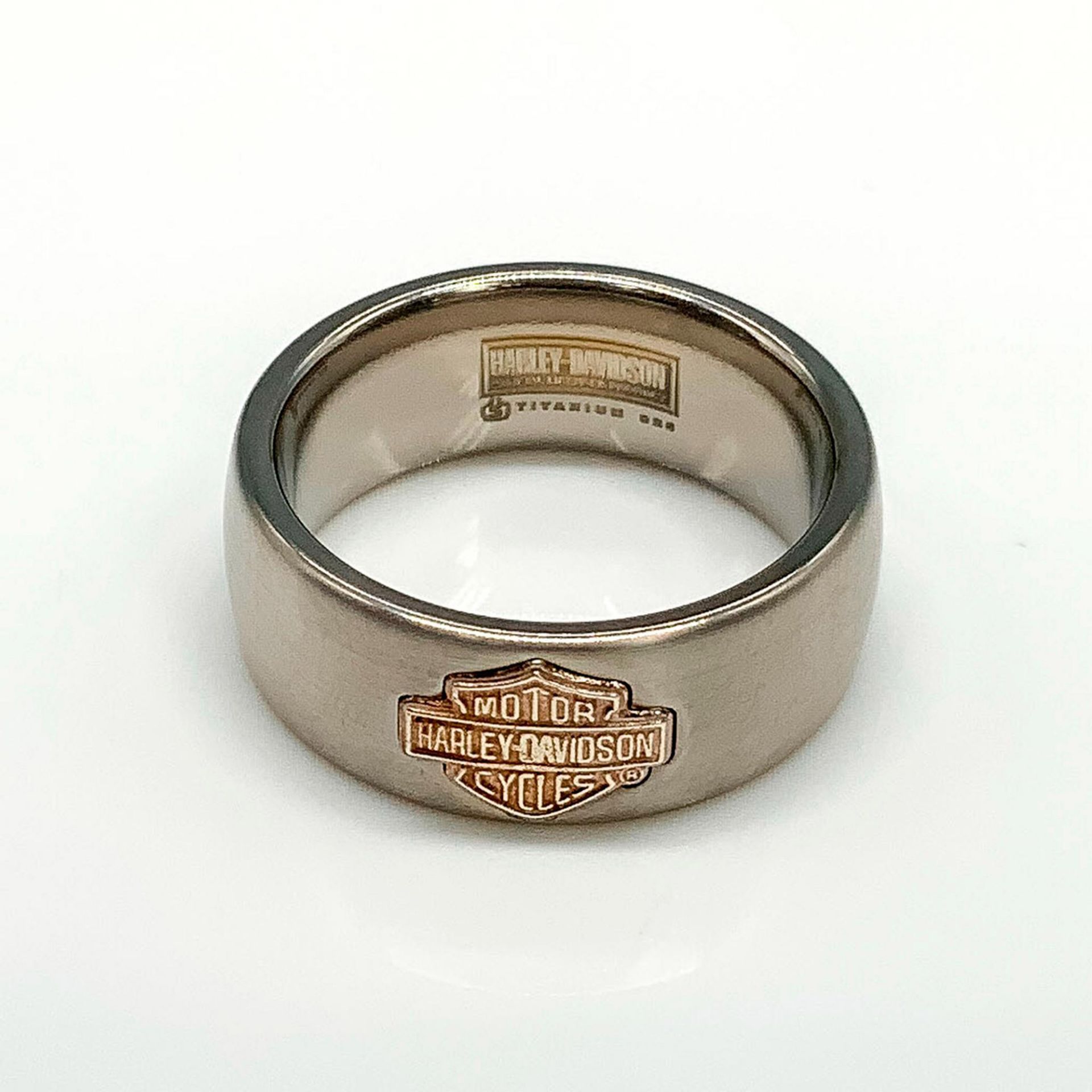 Harley Davidson Classic Titanium & Sterling Silver Band Ring