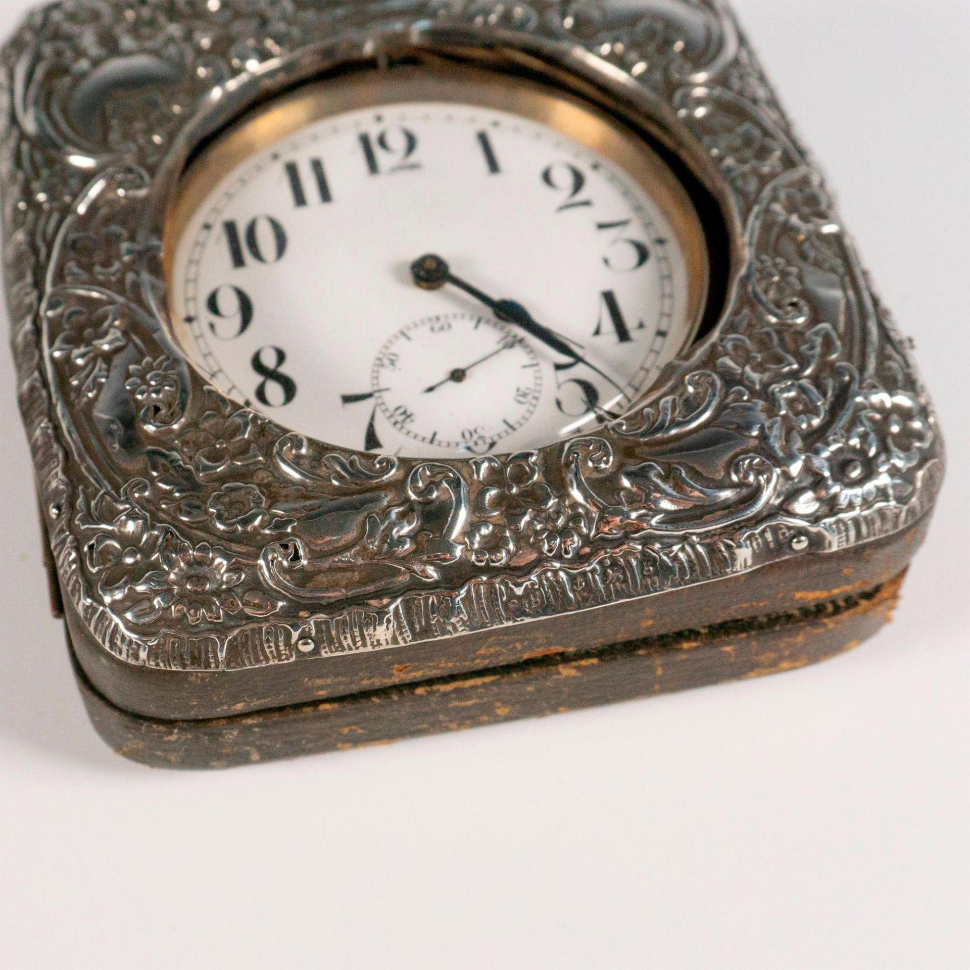Vintage Goliath Travel Pocket Watch in Gorham Sterling Silver Leather Case - Bild 2 aus 7