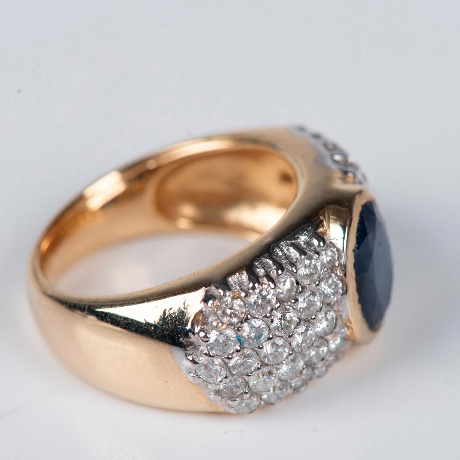 Stunning 14K Yellow Gold, Diamond, & Sapphire 3.5ctw Ring - Bild 5 aus 8