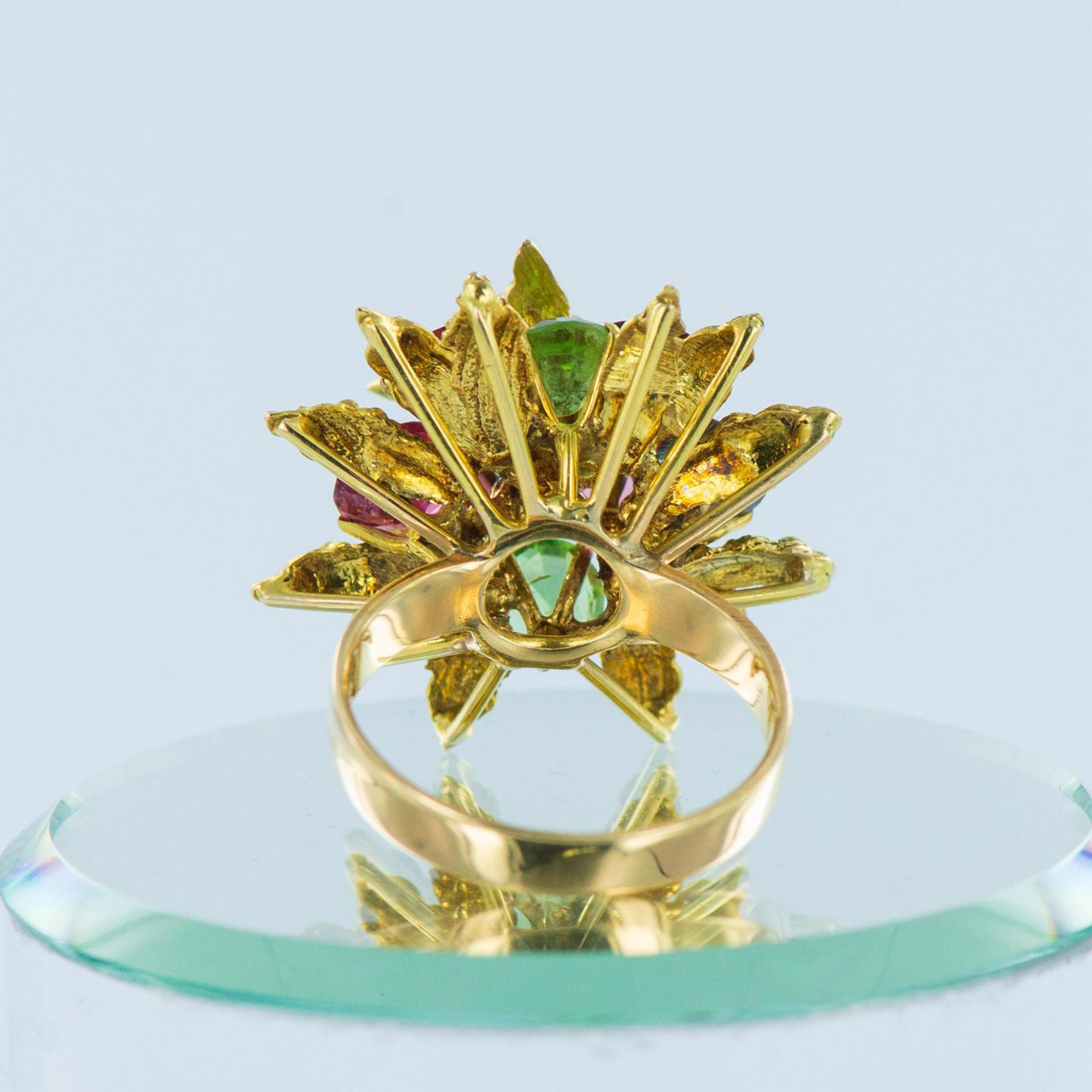 Radiant 18K Gold, Natural Emerald, Amethyst, Citrine, Garnet and Ruby Ring - Bild 5 aus 10