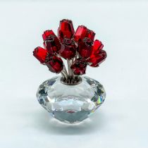Swarovski Crystal Figurine, Vase of Red Roses