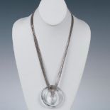 Stunning Baccarat Crystal Medallion Sterling Silver Necklace