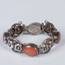 Los Ballesteros Mexican Sterling Silver & Goldstone Bracelet