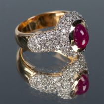 Fabulous 14K Yellow Gold, Diamond, and Ruby 2.9ctw Ring