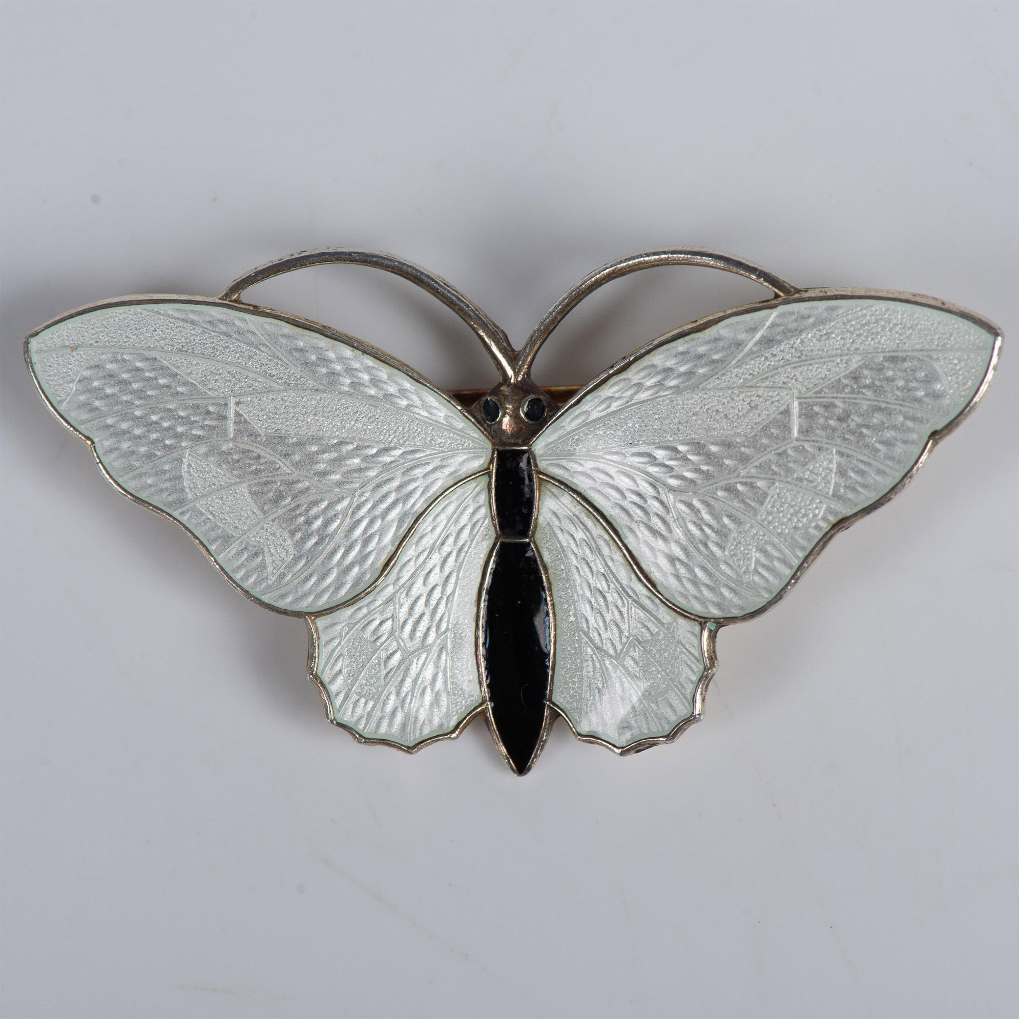 Aksel Holmsen Enamel and Sterling Silver Butterfly Brooch