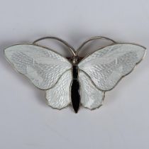Aksel Holmsen Enamel and Sterling Silver Butterfly Brooch