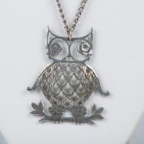 Vintage Reed & Barton Pewter Owl Necklace