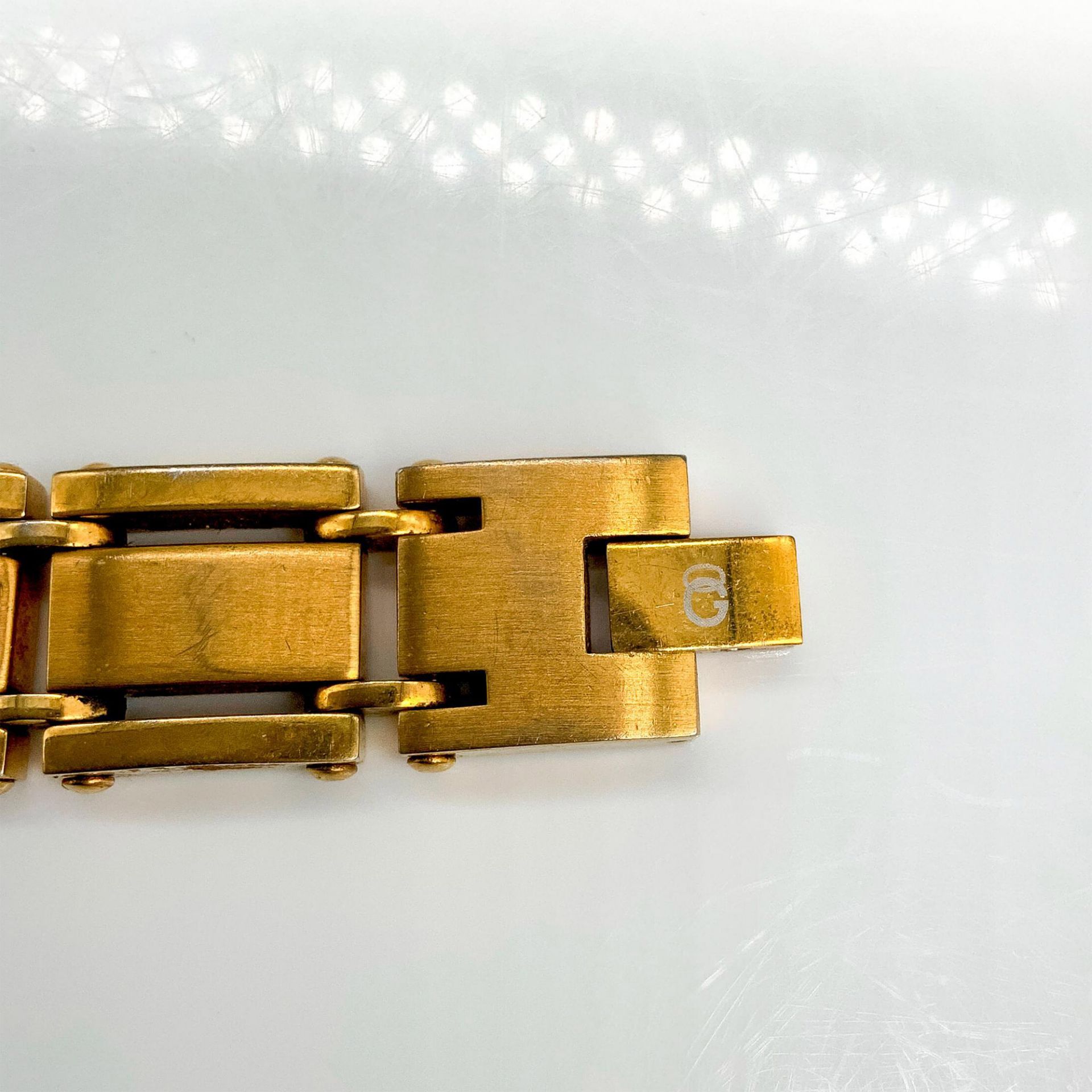 Gold Tone Stainless Steel and Rhinestone Link Bracelet - Bild 3 aus 4