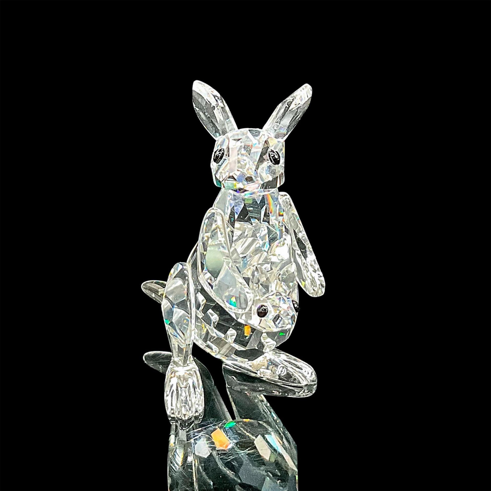 Swarovski Silver Crystal Figurine, Kangaroo with Baby Joey