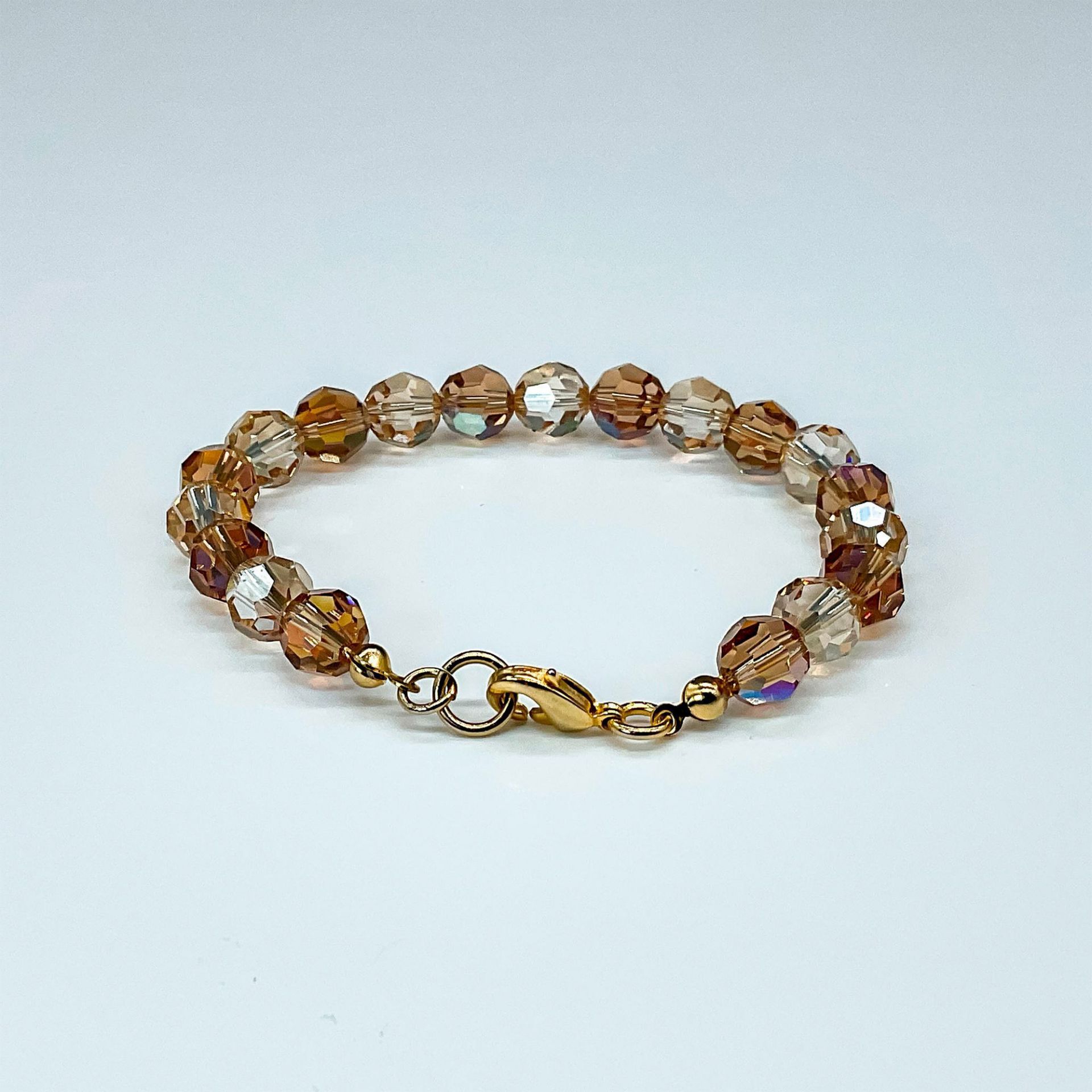 Vintage Earth-Gold Tone Crystal Bead Bracelet - Image 2 of 3