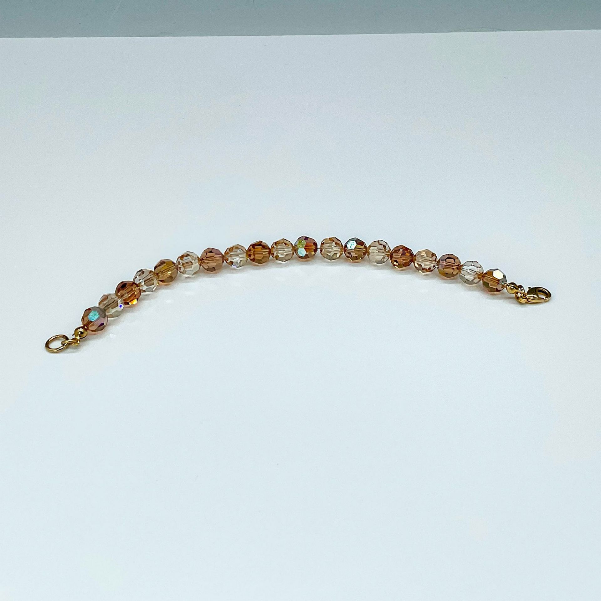 Vintage Earth-Gold Tone Crystal Bead Bracelet - Image 3 of 3
