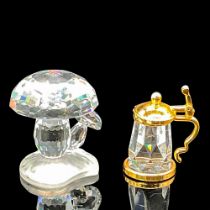 2pc Swarovski Crystal Figurines, Mushrooms and Beer Mug