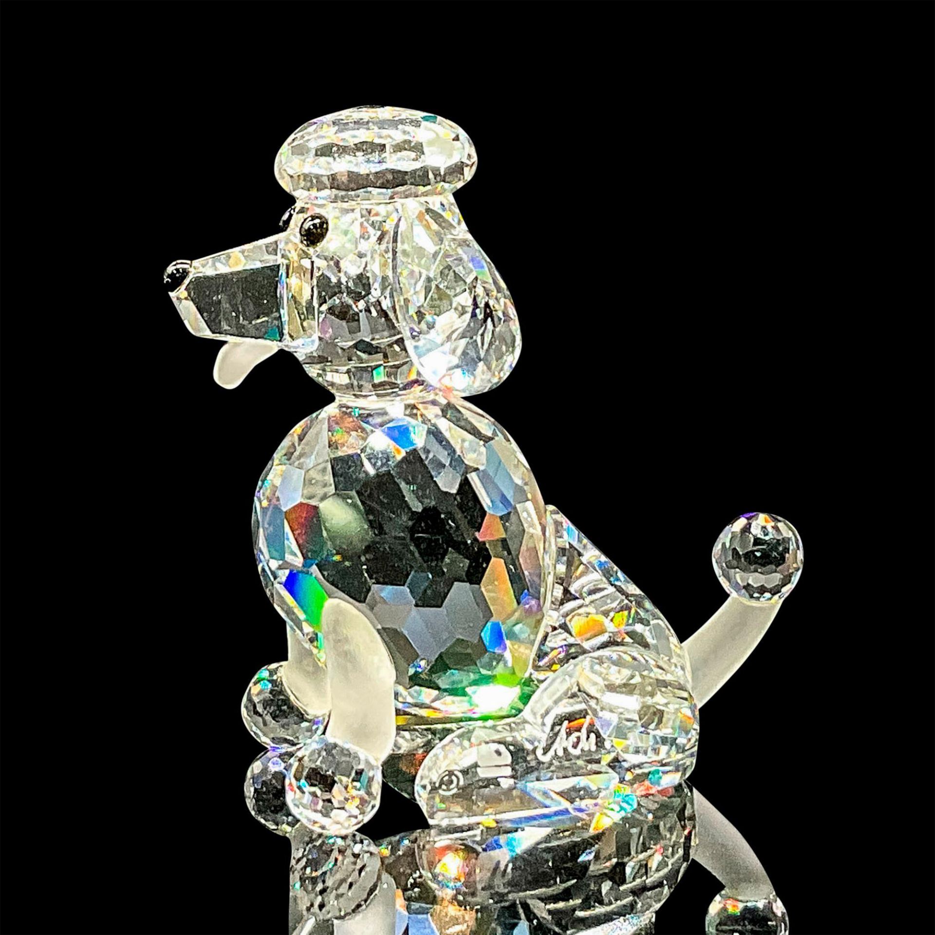 Swarovski Silver Crystal Figurine, Sitting Poodle
