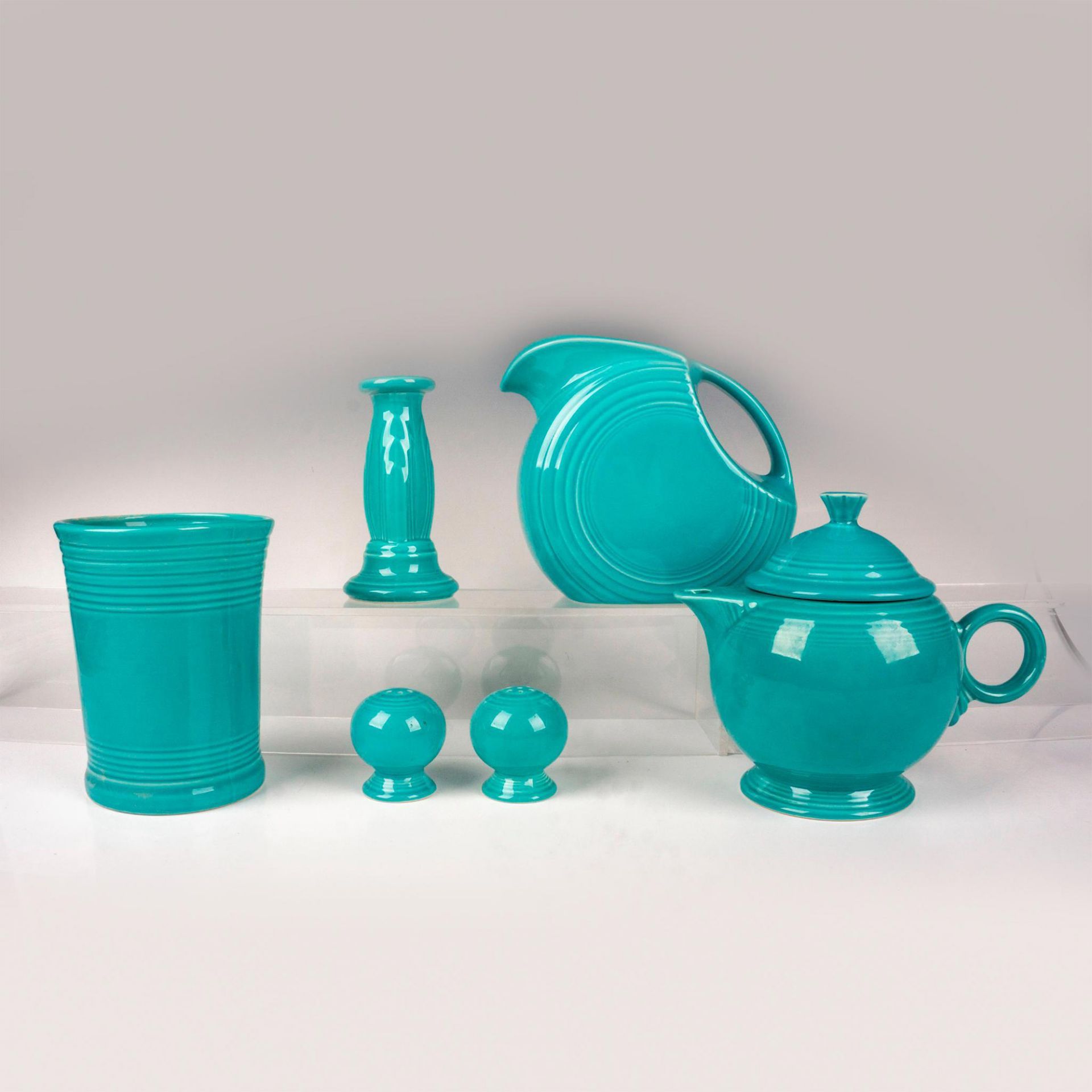 6pc Fiesta Table Ware Pottery Grouping, Turquoise-Colored