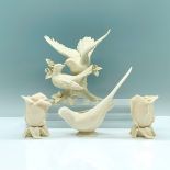 4pc Lenox Porcelain Garden Motif Figures and Candleholders