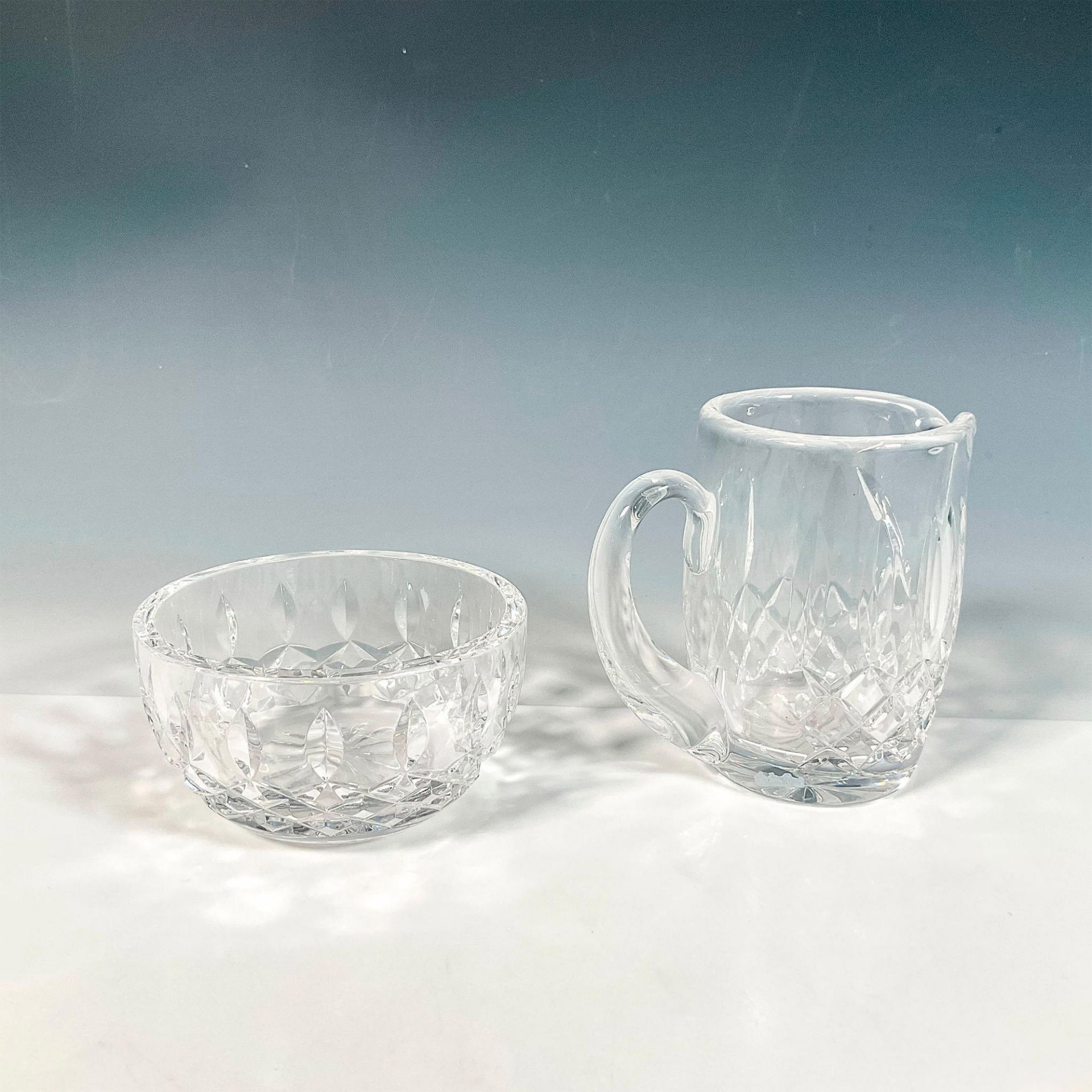 2pc Waterford Crystal Small Pitcher + Sugar Bowl, Lismore - Bild 2 aus 3