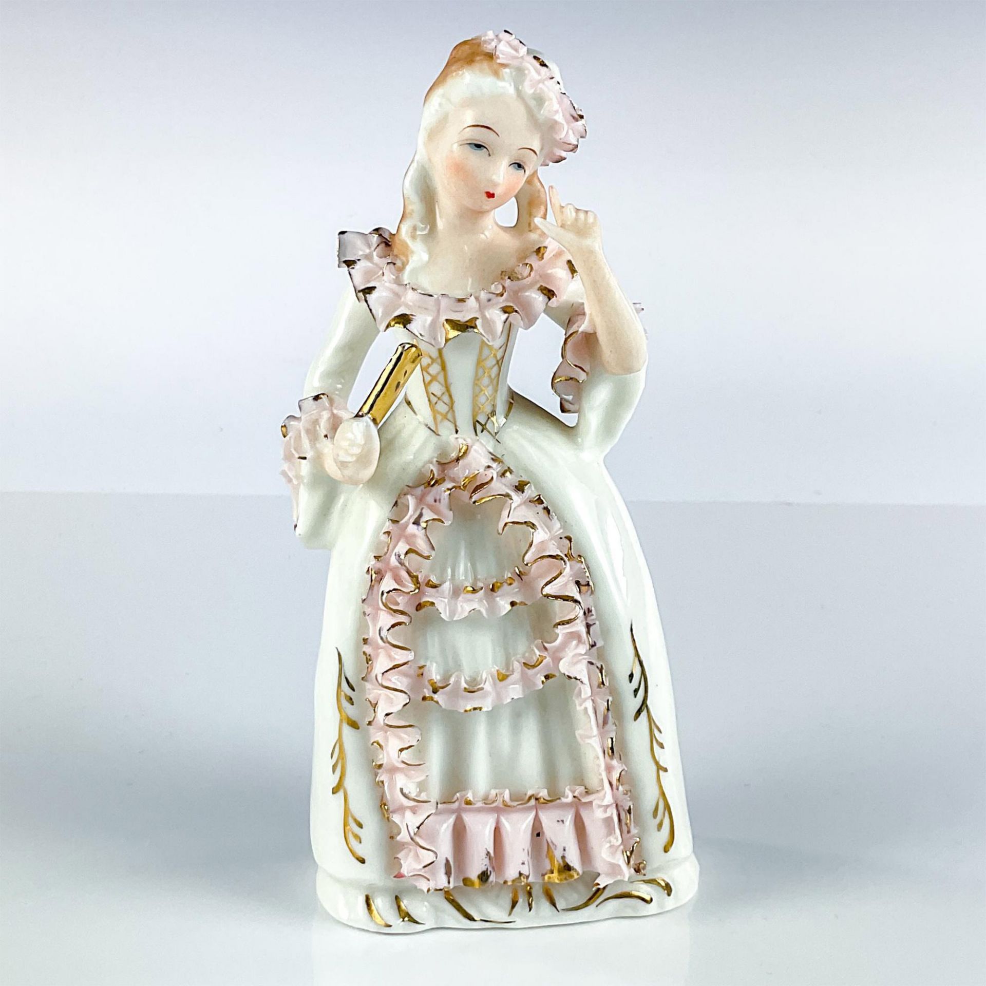 Vintage Bone China Figurine, Lady with Fan