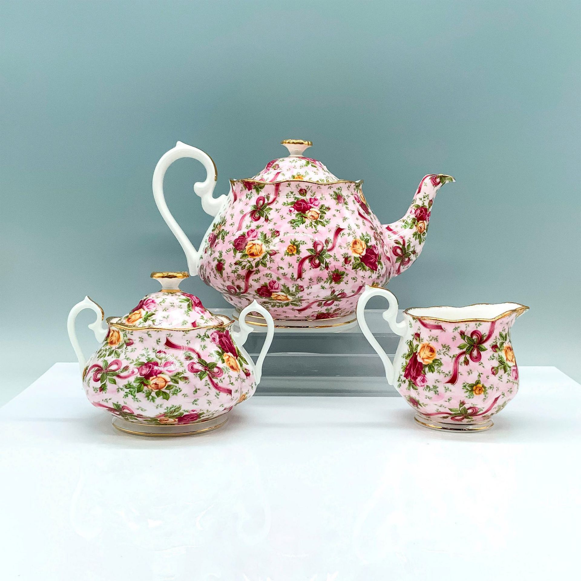 3pc Royal Albert Tea Set, Pink Chintz - Bild 2 aus 3