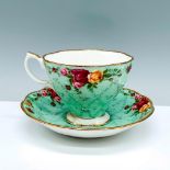 Royal Albert Teacup and Saucer Set, Peppermint Damask