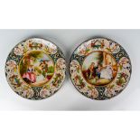 2pc Vintage Faenza Ceramica Majolica Wall Plates