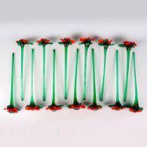 13pc Royal Gallery Art Glass Poinsettia Floral Sculptures