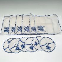 12pc Vintage Embroidered Cloth Napkins +Wine Glass Covers