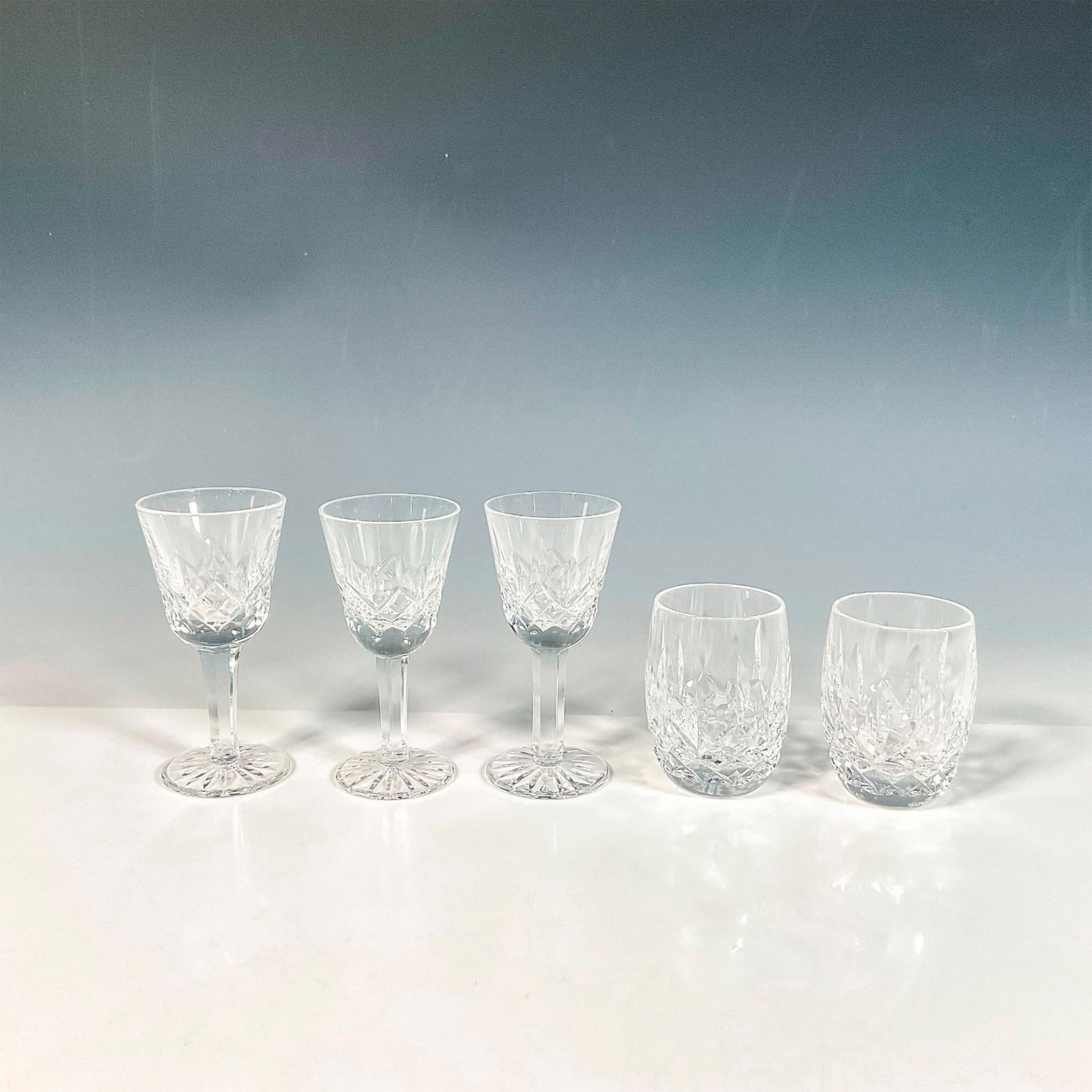5pc Waterford Crystal Cordial & Shot Glasses, Lismore