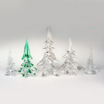 5pc Vintage Art Glass Christmas Tree Figures + Topper