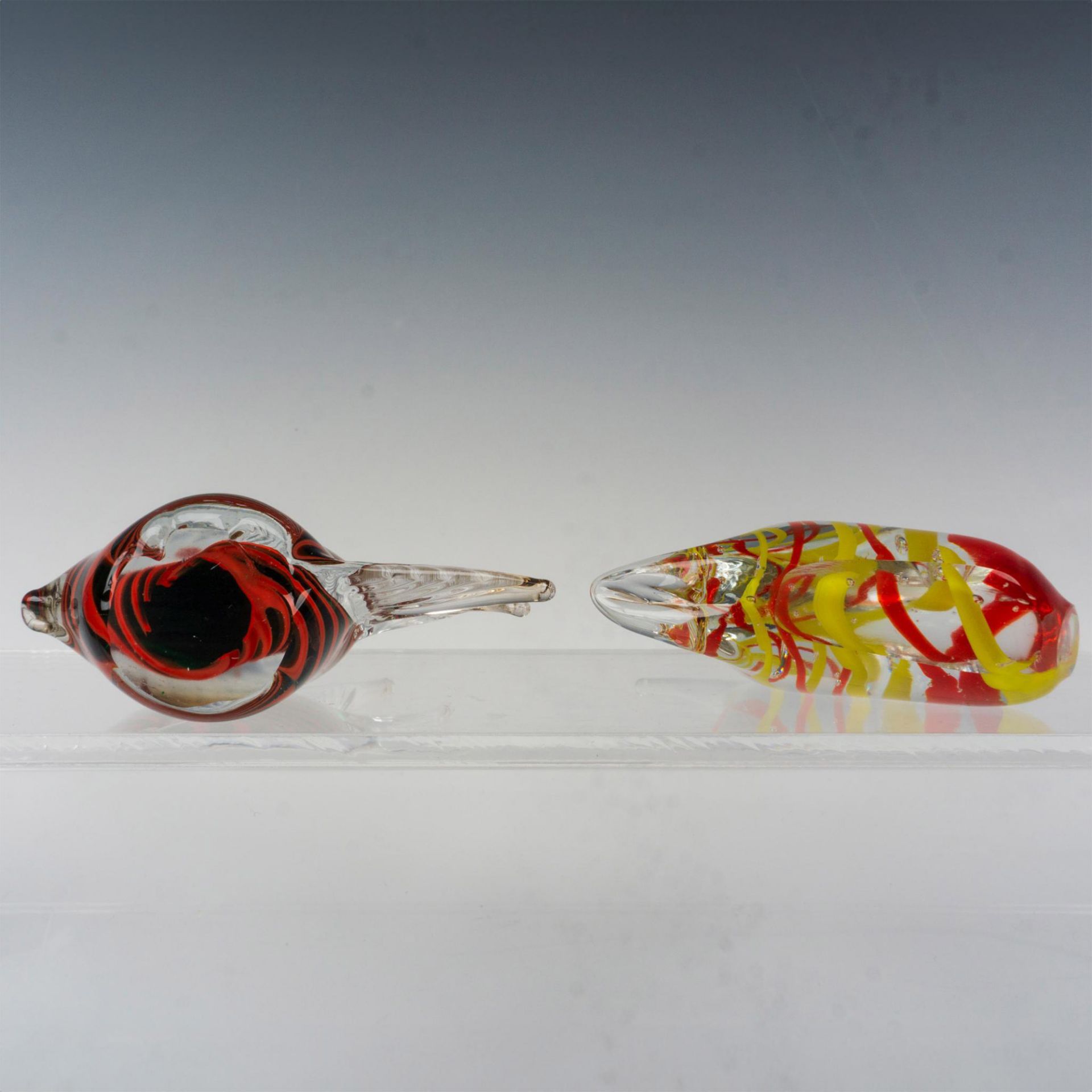 2pc Vintage Murano Art Glass Tropical Fish Paperweight - Image 3 of 3