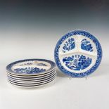 8pc Vintage Blue Willow Ceramic Dinner Plate