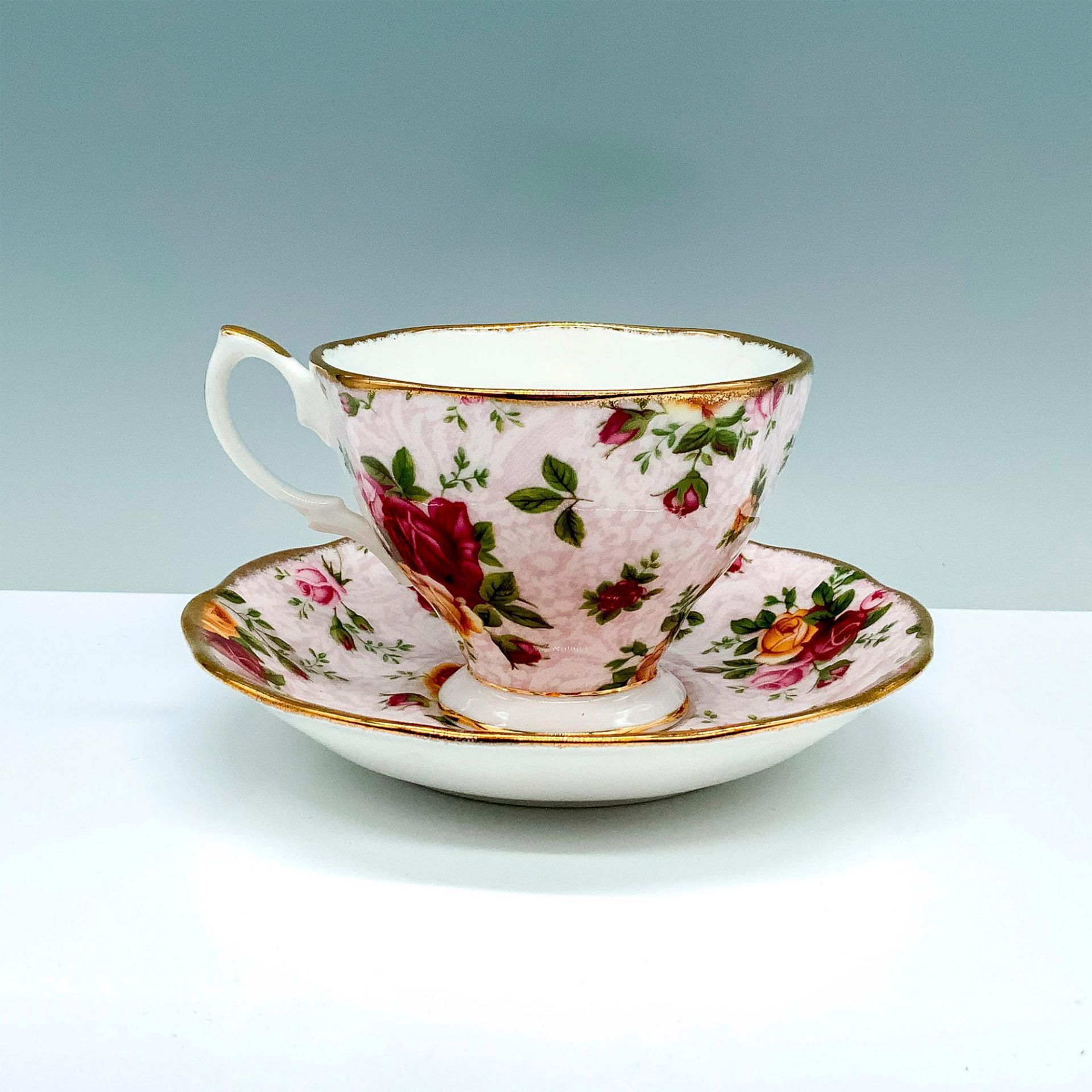 Royal Albert Teacup and Saucer Set, Soft Pink Lace