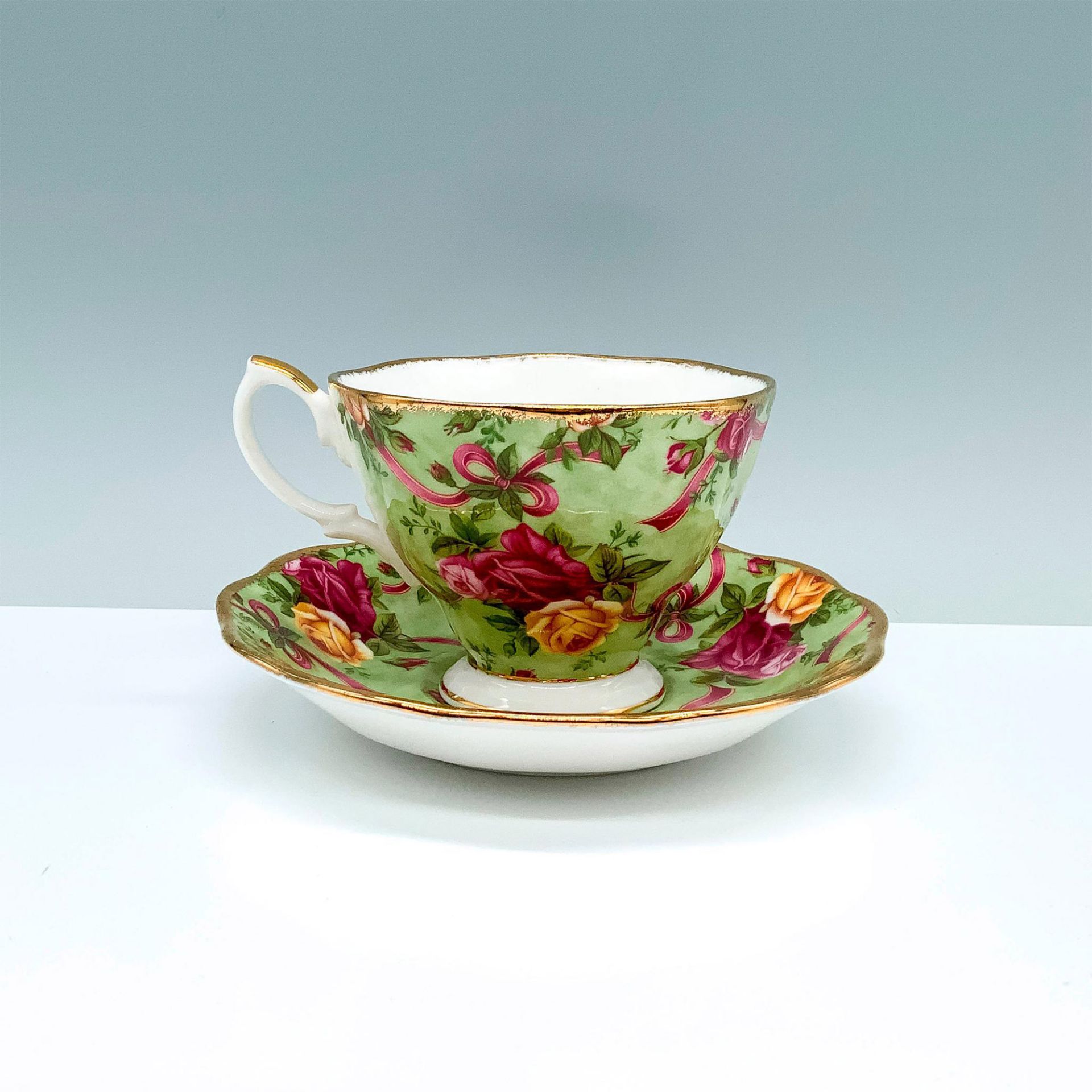 Royal Albert Teacup and Saucer, Green Chintz