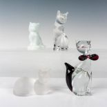 4pc Vintage Murano and Lenox Glass and Crystal Cat Figurines