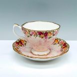 Royal Albert Teacup and Saucer Set, Peach Damask