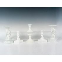 6pc Vintage Milk Glass Candle Holders