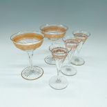 5pc Vintage Cocktail Glassware, Gold Motif