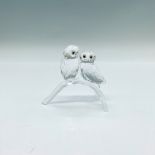Swarovski Crystal Figurine, Pair of Owls on Branch Signed