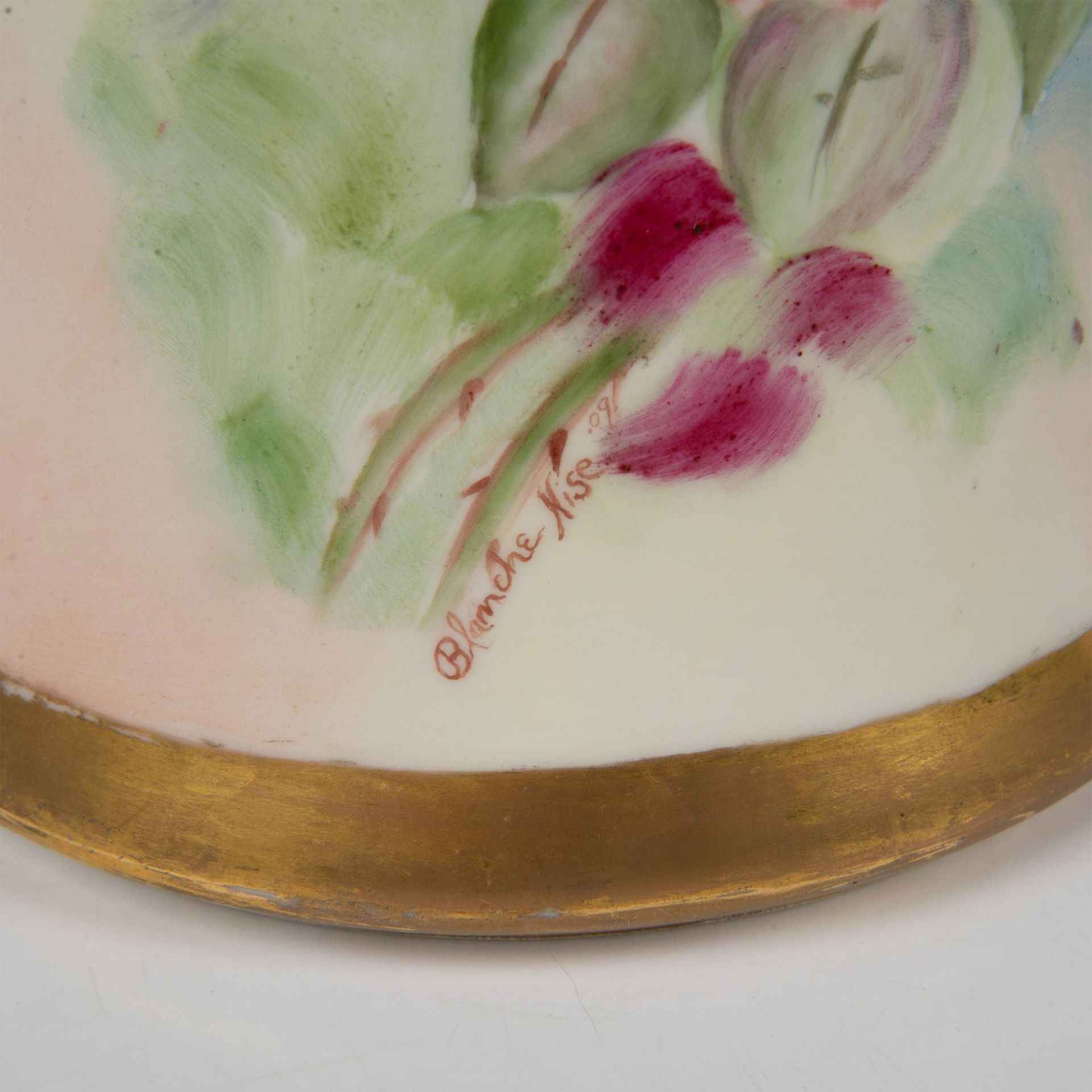 Antique D&C Porcelain Limoges Floral Vase, Signed - Image 5 of 5