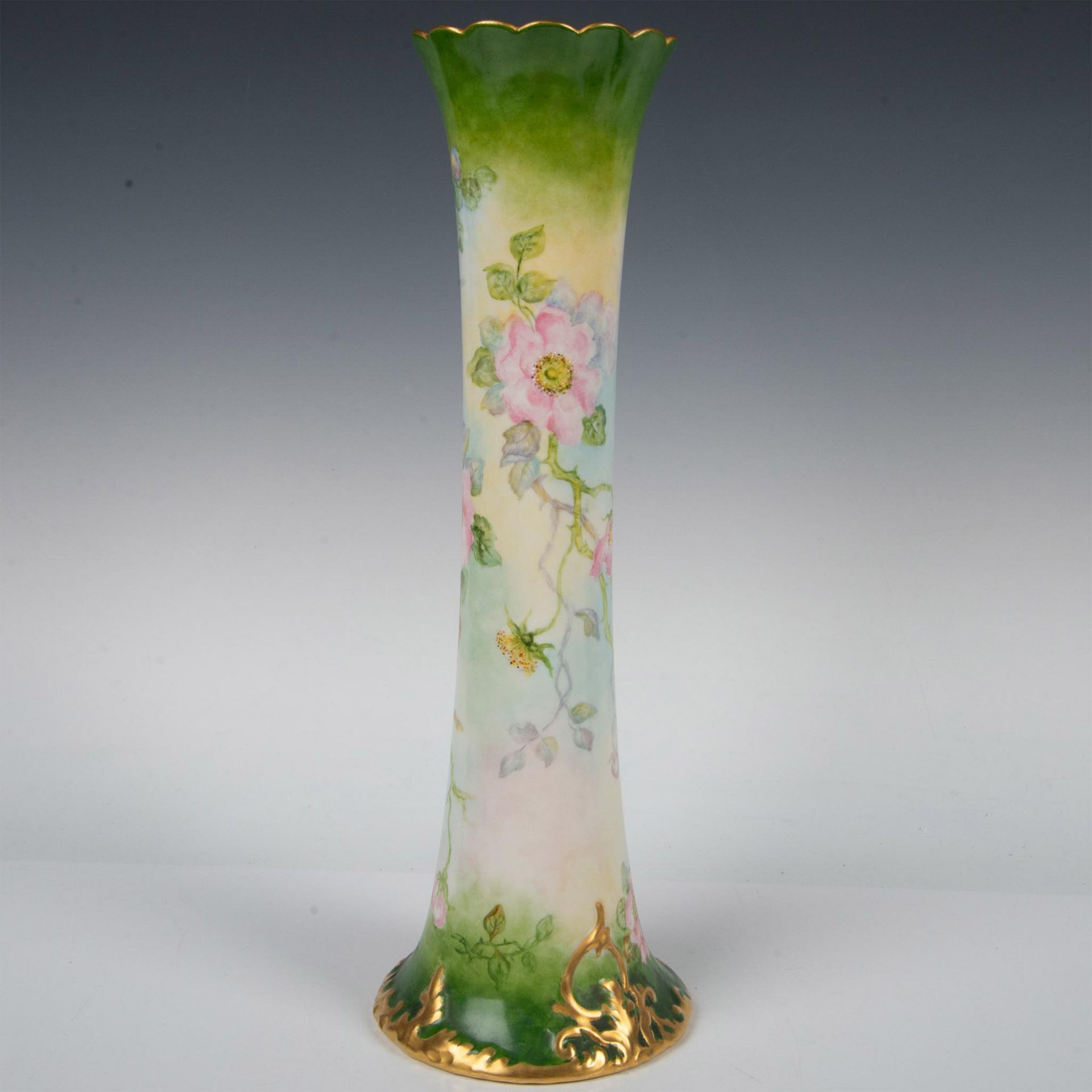 Antique Belleek Willets Porcelain Rose Vase - Image 3 of 6