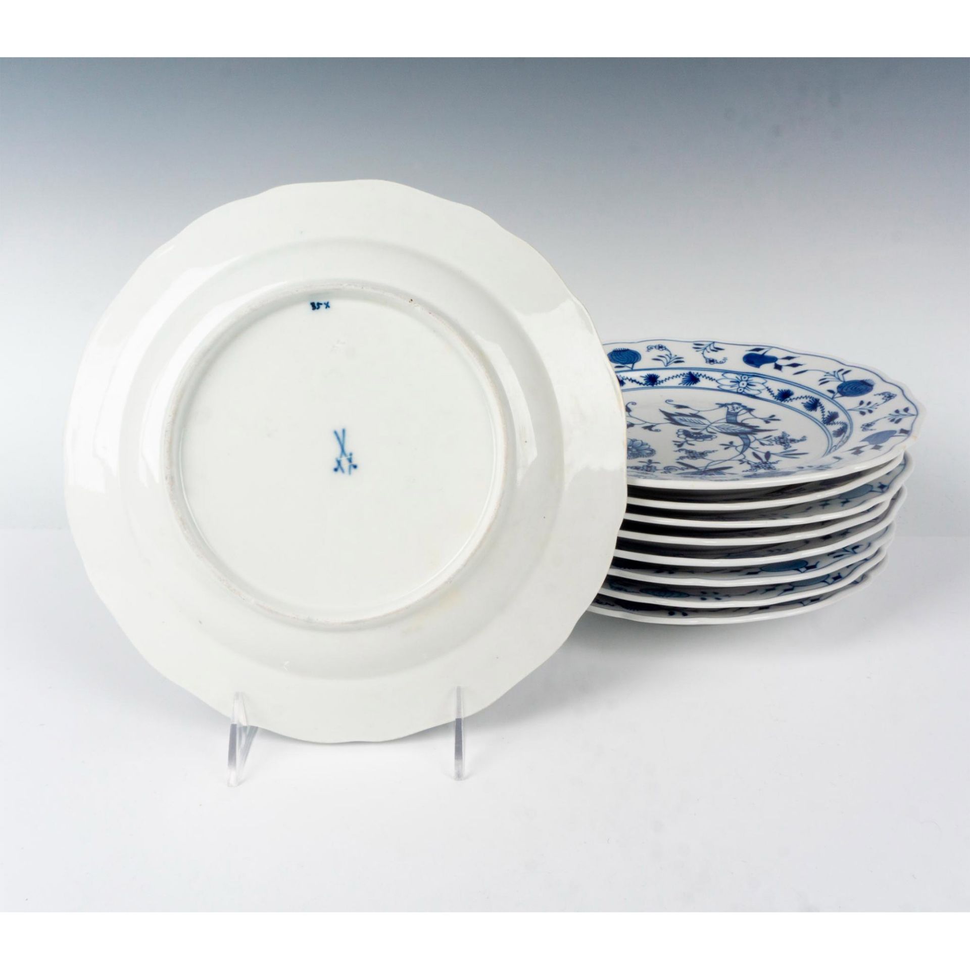 9pc Meissen Porcelain Dinner Plate, Blue Onion - Bild 2 aus 2