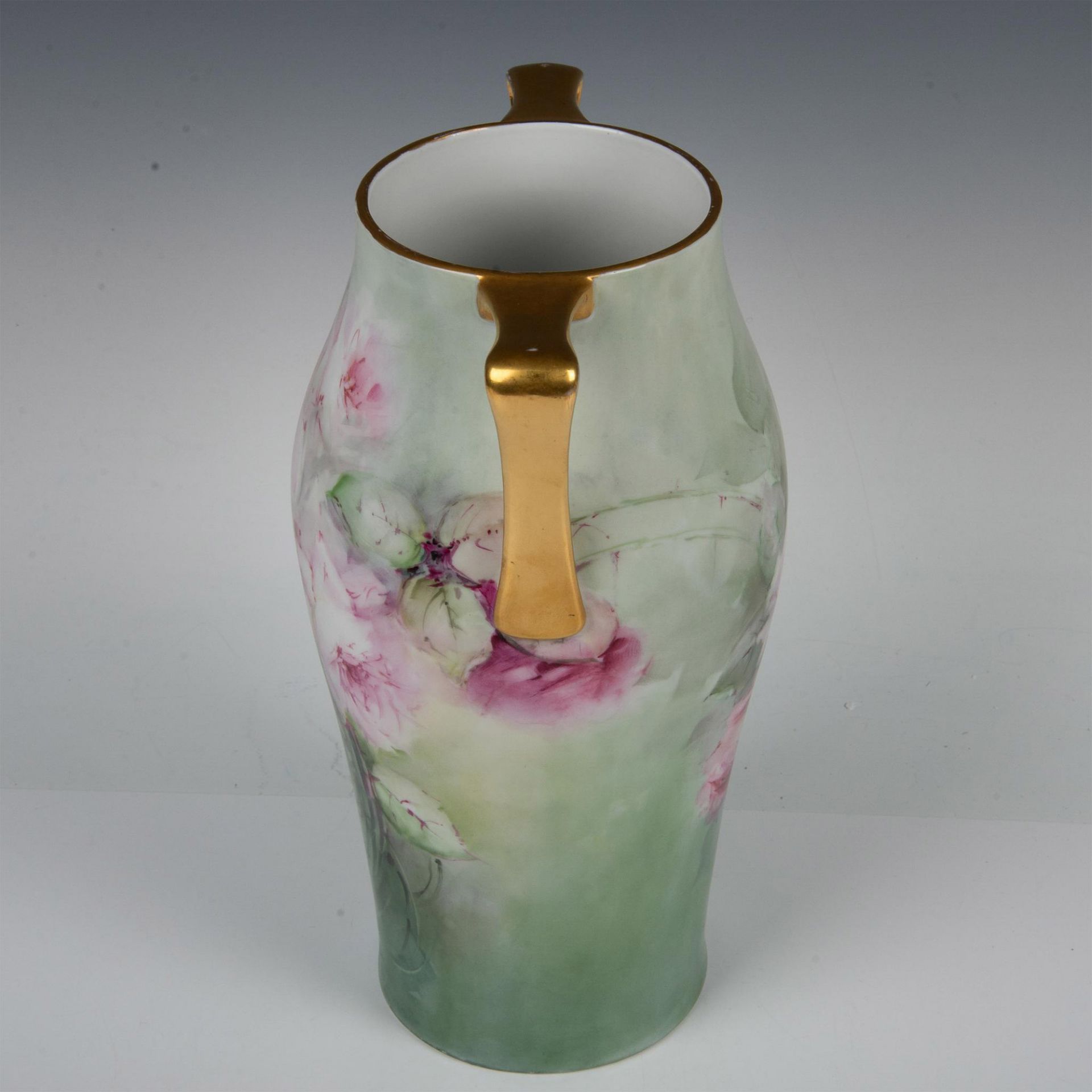 H & Co. Selb Bavaria Double Handled Vase, Roses and Gold - Image 4 of 6
