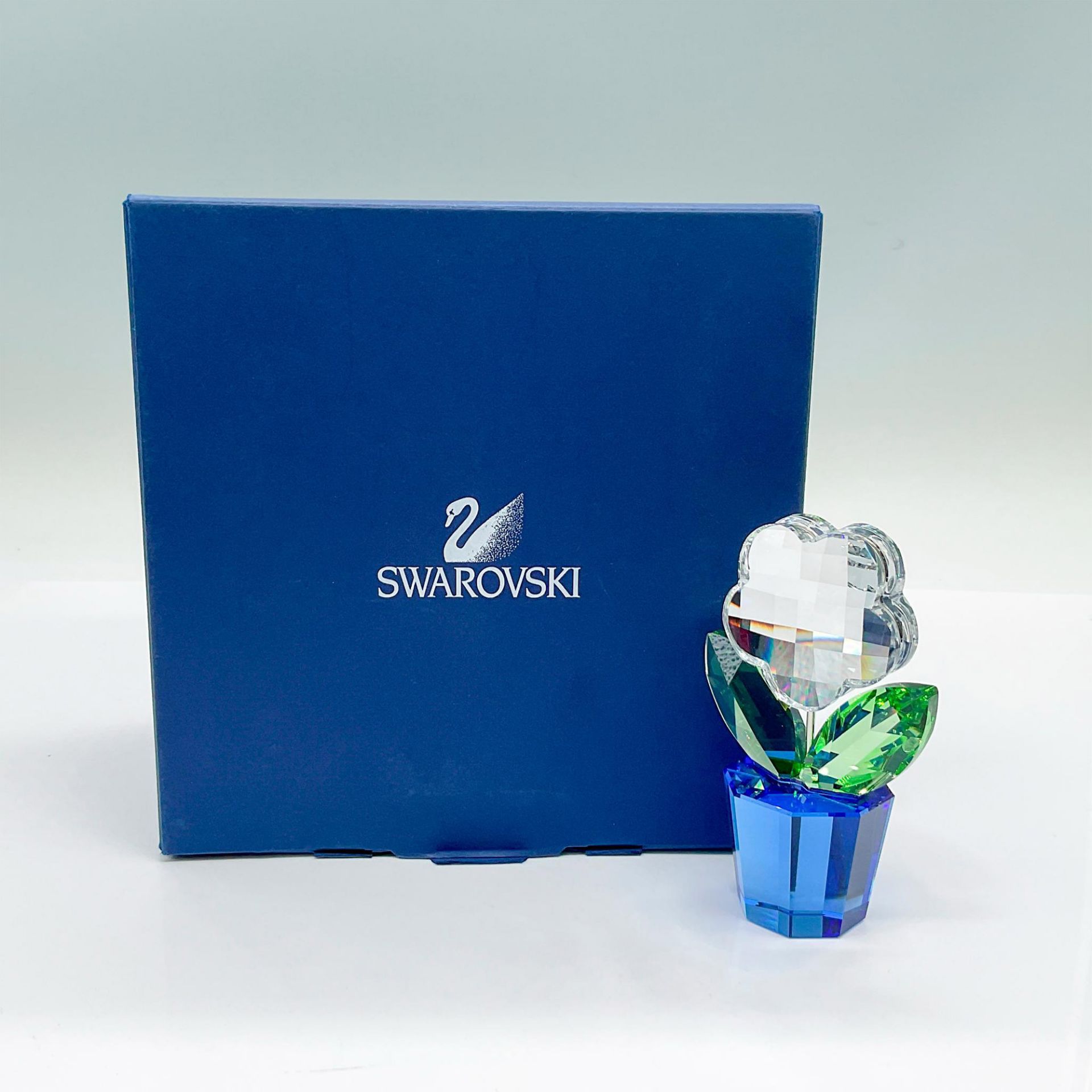 Swarovski Crystal Figurine, Clear Flower in Blue Pot - Image 2 of 3
